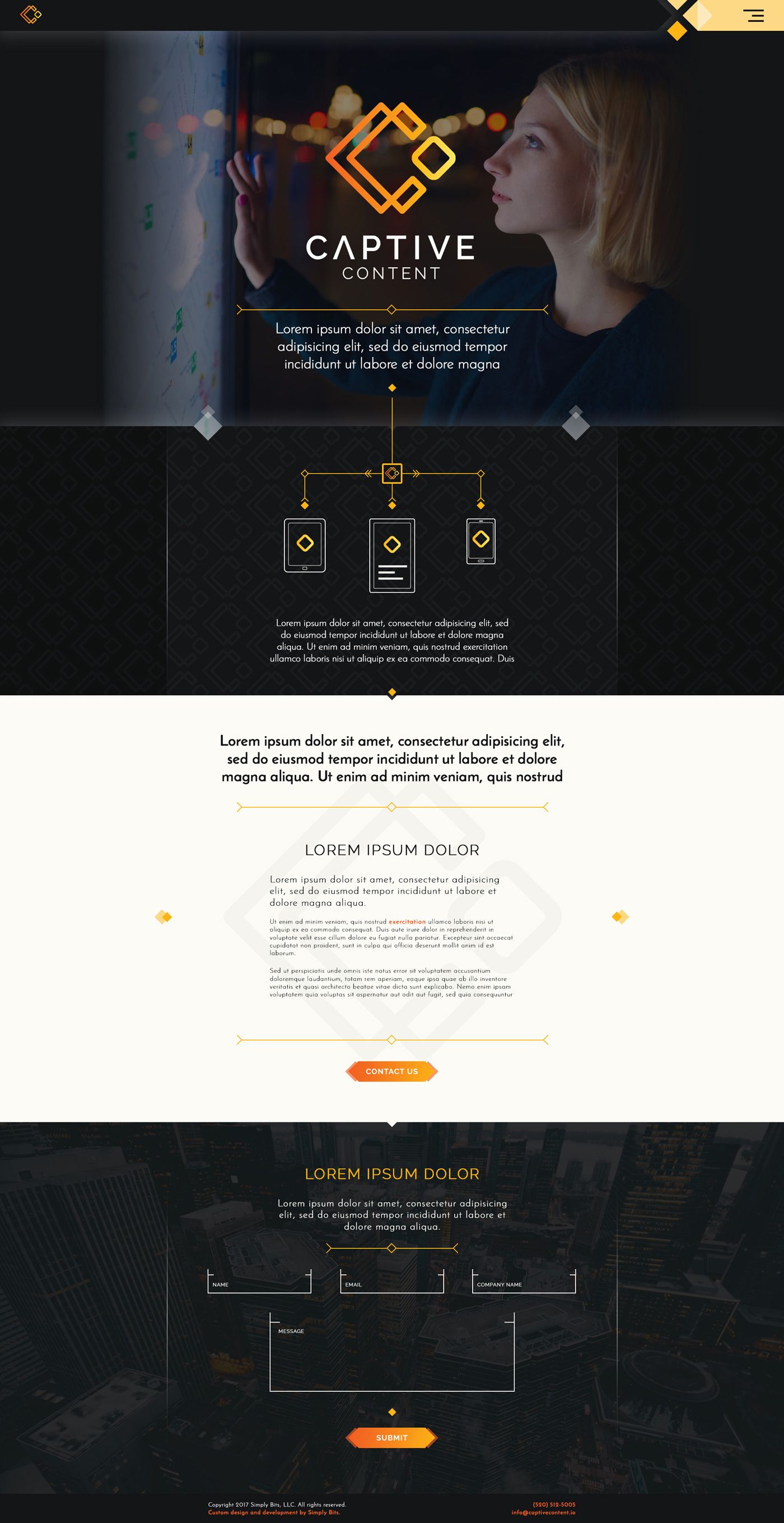 A design of the home page of Captive Content's website