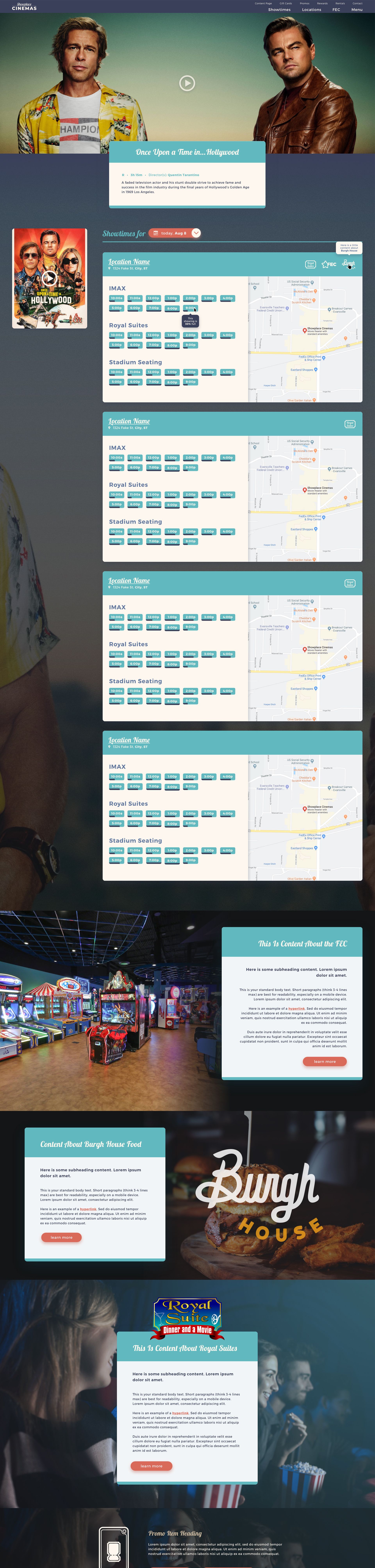 A design for Showplace Cinemas' website's movie detail page