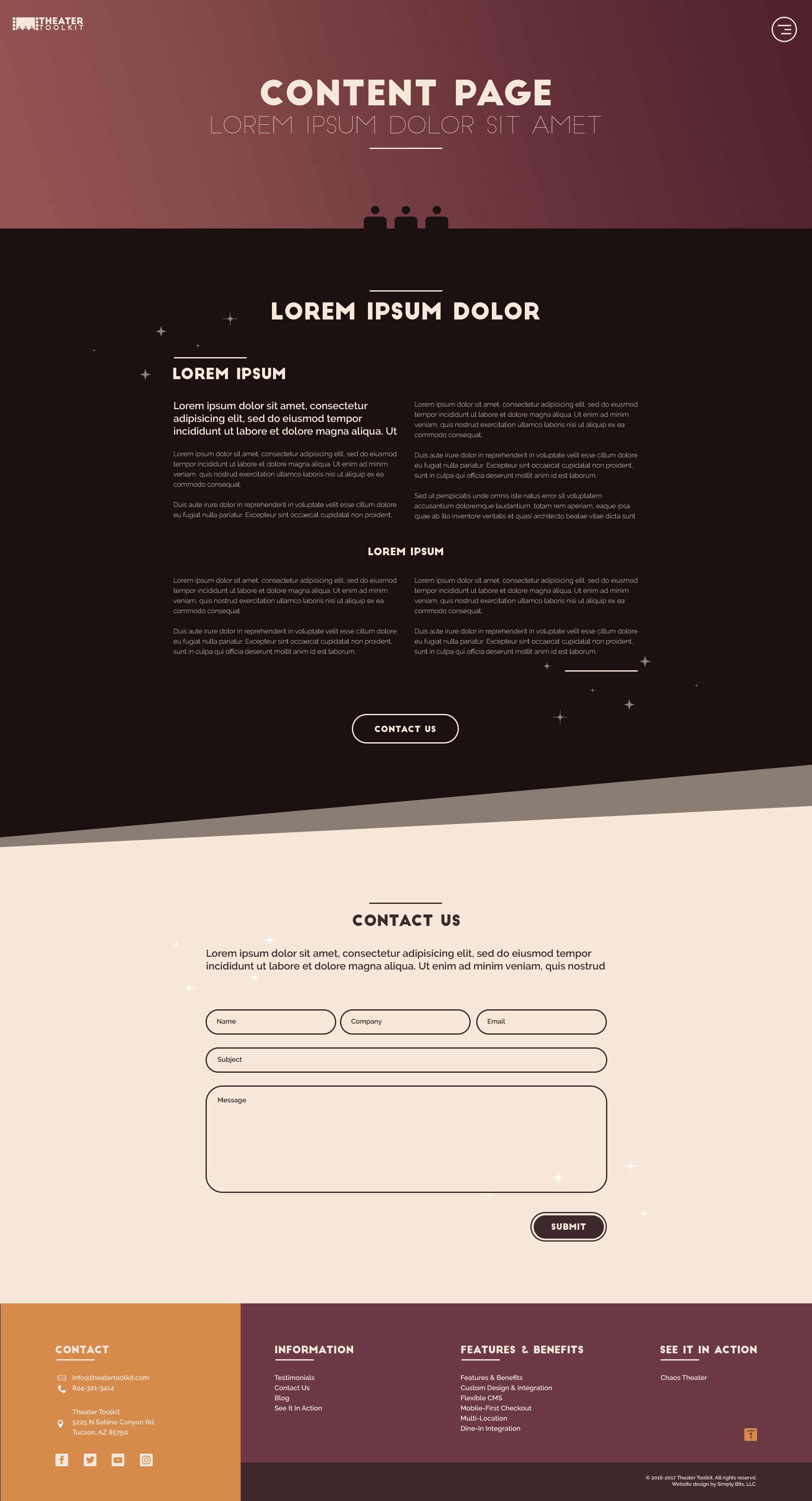 A design of the content page of Theater Toolkit's website