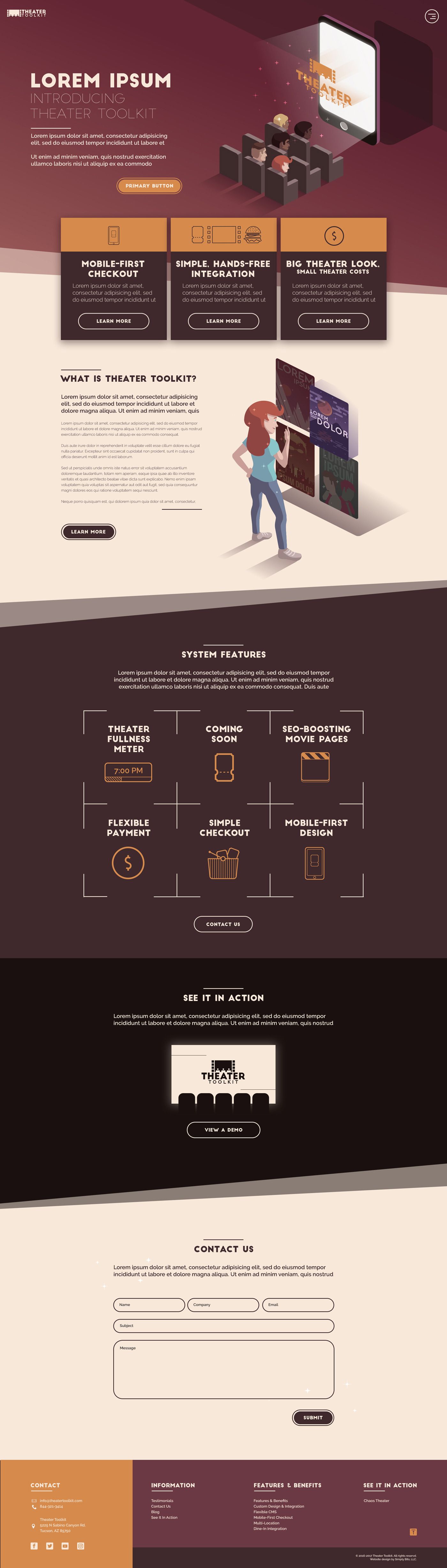 A design of the home page of Theater Toolkit's website