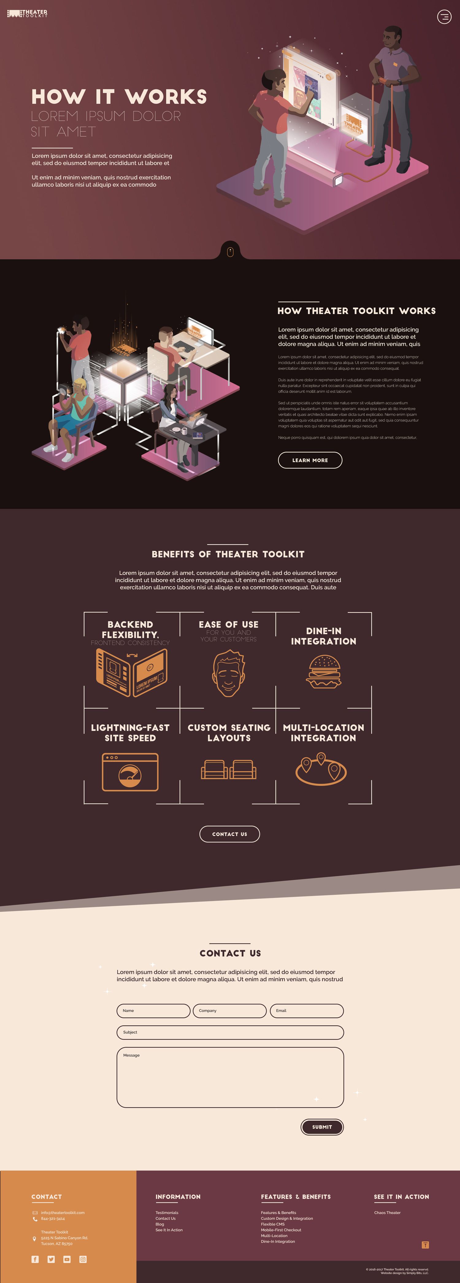A design of the landing page of Theater Toolkit's website