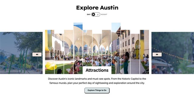 A screenshot of the Visit Austin website's Day Slideshow